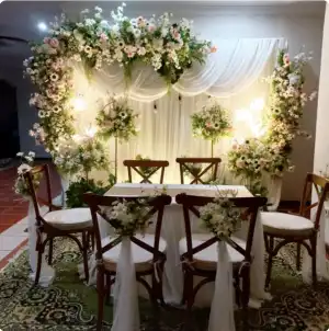 Dekorasi Akad Nikah<br>2m Bunga Artificial<br>Kursi Duduk - Image 2