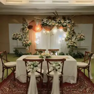 Dekorasi Akad Nikah<br>2-3m Bunga Artificial<br>Kursi Duduk